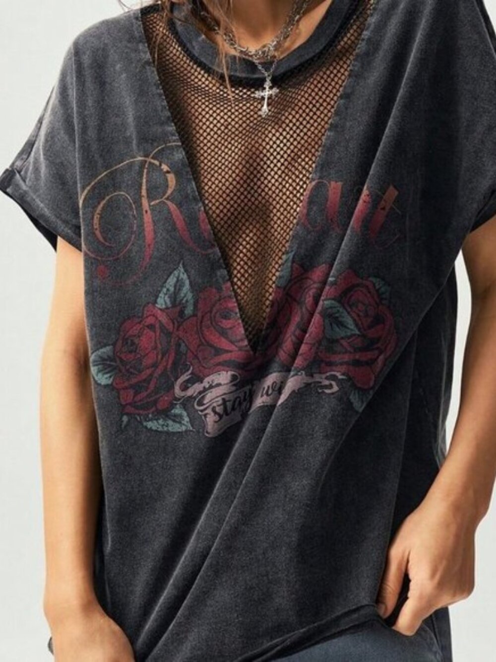 Black Sexy Women's Western Style Knit Crew Neck T-Shirt